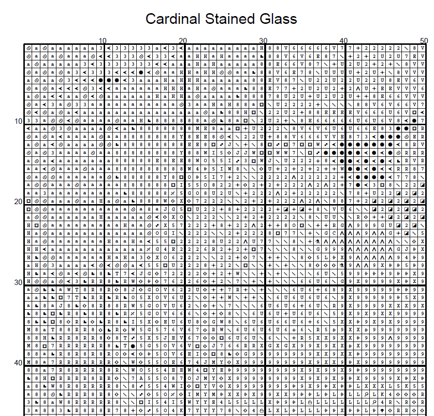 Stitching Jules Design Cross Stitch Pattern Cardinal Bird Winter Stained Glass Large Full Coverage Counted Cross-Stitch Pattern (Digital Download).