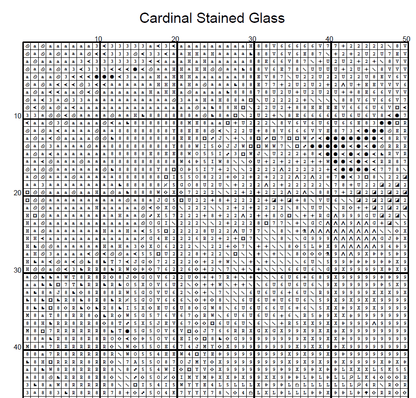 Stitching Jules Design Cross Stitch Pattern Cardinal Bird Winter Stained Glass Large Full Coverage Counted Cross-Stitch Pattern (Digital Download).