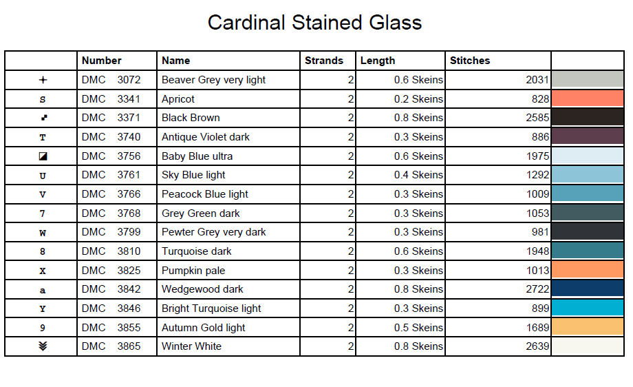 Stitching Jules Design Cross Stitch Pattern Cardinal Bird Winter Stained Glass Large Full Coverage Counted Cross-Stitch Pattern (Digital Download).