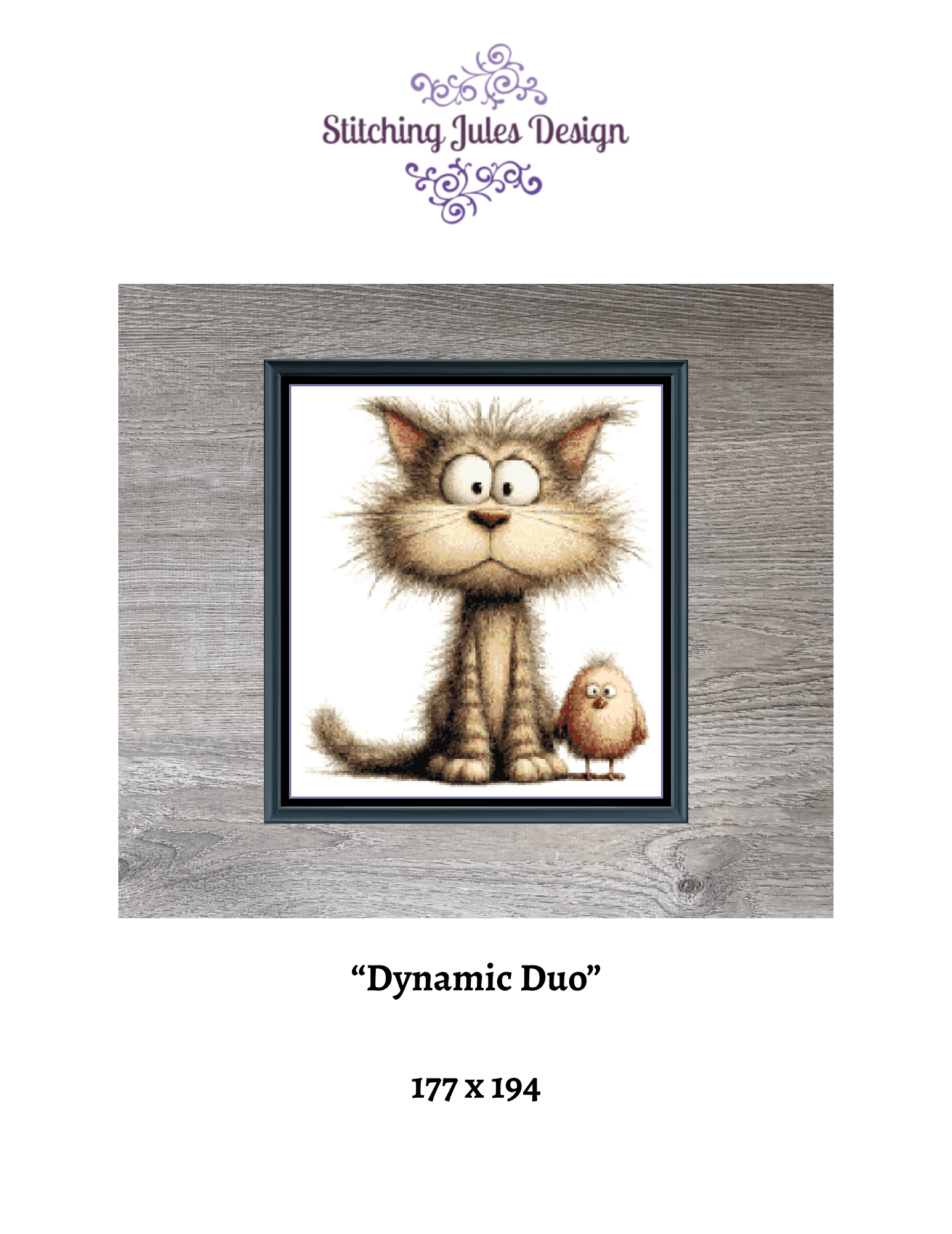 Stitching Jules Design Cross Stitch Pattern Cat Chicken Animal Funny Counted Cross-Stitch Pattern (Digital Download)