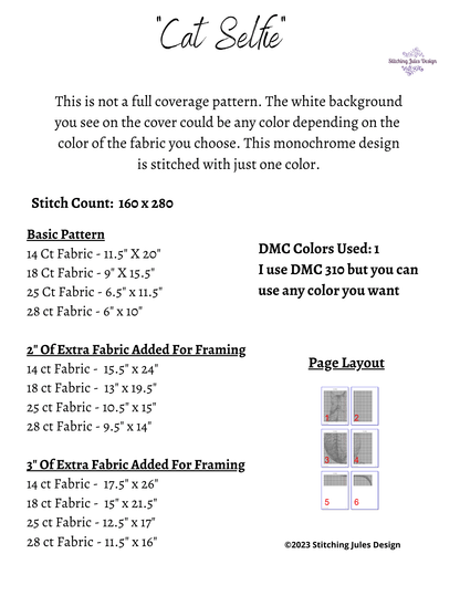 Stitching Jules Design Cross Stitch Pattern Cat Cross Stitch Pattern | Feline Cross Stitch Pattern | Blackwork Cross Stitch Pattern | Physical And Digital PDF Download Pattern Options