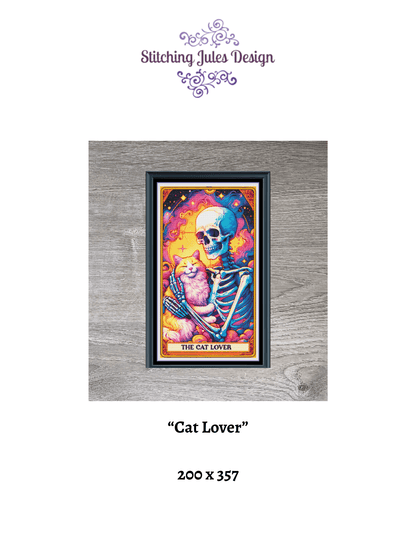 Stitching Jules Design Cross Stitch Pattern Cat Lover Pet Feline Tarot Card Full Coverage Counted Cross-Stitch Pattern (Digital Download)