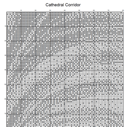 Stitching Jules Design Cross Stitch Pattern Cathedral Corridor Architecture Monochrome Counted Cross-Stitch Pattern (Digital Download)
