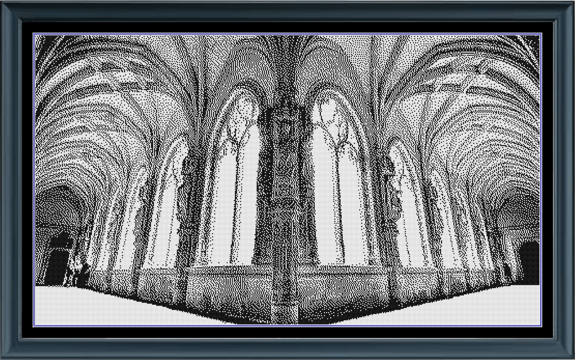 Stitching Jules Design Cross Stitch Pattern Cathedral Corridor Architecture Monochrome Counted Cross-Stitch Pattern (Digital Download)