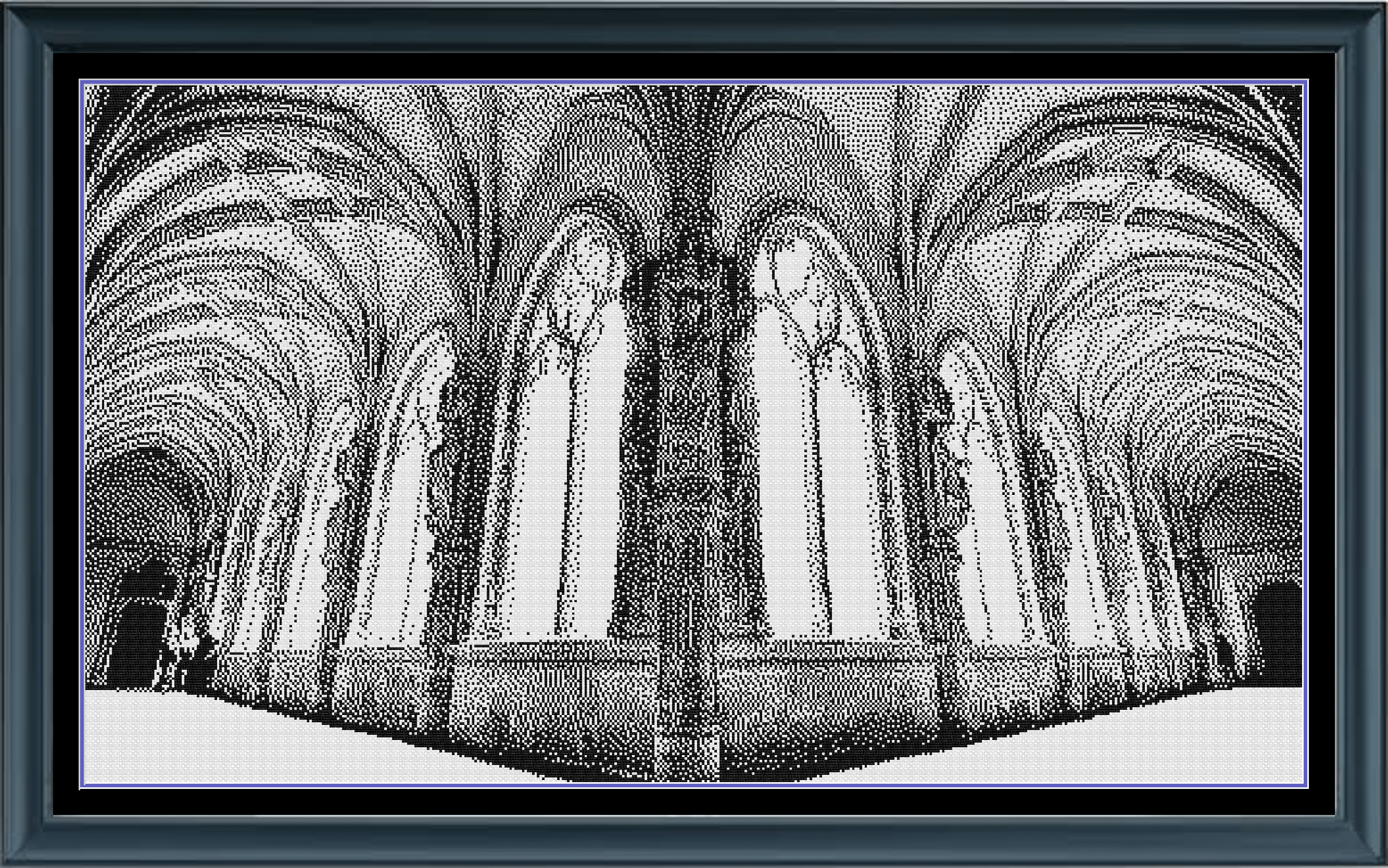 Stitching Jules Design Cross Stitch Pattern Cathedral Corridor Architecture Monochrome Counted Cross-Stitch Pattern (Digital Download)