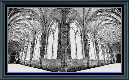 Stitching Jules Design Cross Stitch Pattern Cathedral Corridor Architecture Monochrome Counted Cross-Stitch Pattern (Digital Download)