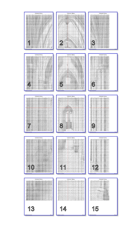 Stitching Jules Design Cross Stitch Pattern Cathedral Hallway European Church Architecture Large Modern Monochrome Counted Cross Stitch Pattern Digital Download