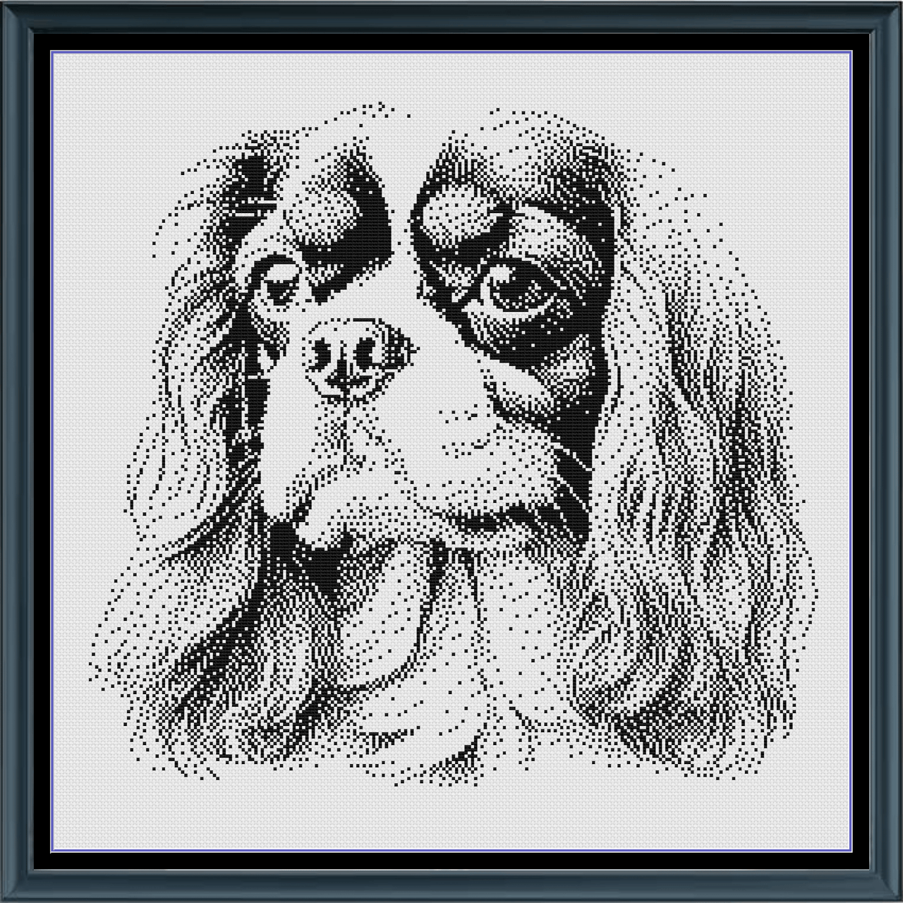 Stitching Jules Design Cross Stitch Pattern Cavalier Spaniel Monochrome