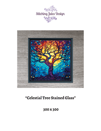 Thumbnail for Stitching Jules Design Cross Stitch Pattern Celestial Tree Stained Glass Full Coverage Counted Cross Stitch Digital Download