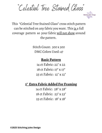 Thumbnail for Stitching Jules Design Cross Stitch Pattern Celestial Tree Stained Glass Full Coverage Counted Cross Stitch Digital Download