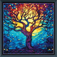 Thumbnail for Stitching Jules Design Cross Stitch Pattern Celestial Tree Stained Glass Full Coverage Counted Cross Stitch Digital Download