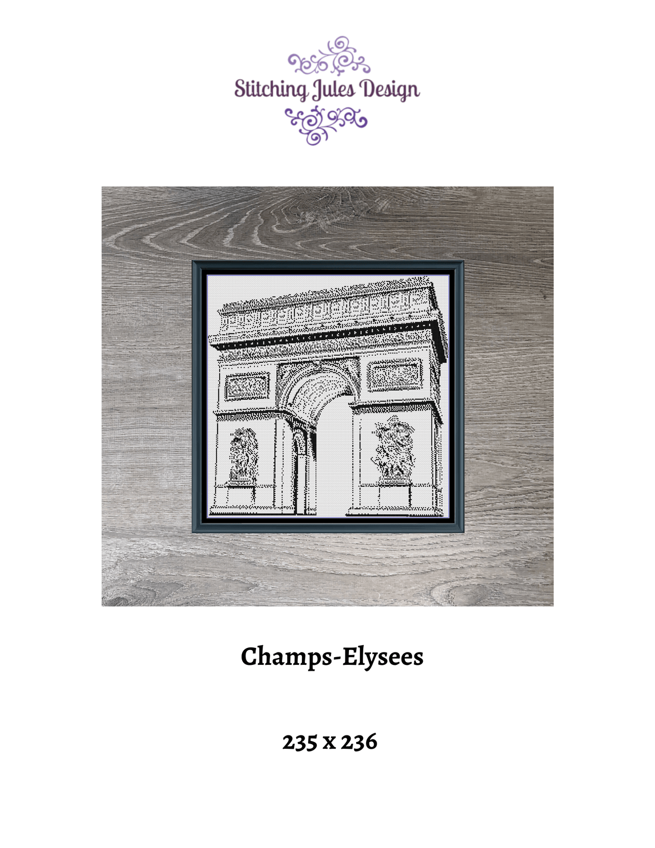 Stitching Jules Design Cross Stitch Pattern Champs-Elysees Monochrome