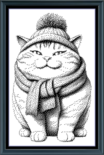 Stitching Jules Design Cross Stitch Pattern Cheery Kitty Cat Feline Funny Monochrome Blackwork Counted Cross Stitch Pattern Digital Download