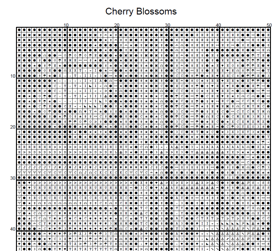 Stitching Jules Design Cross Stitch Pattern Cherry Blossom Tree Japan Asian Stained Glass Full Coverage Counted Cross Stitch Pattern Digital Download