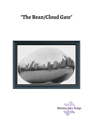 Stitching Jules Design Cross Stitch Pattern Chicago Cloud Gate Bean Sculpture Monochrome Cross Stitch Embroidery Needlepoint Pattern PDF Download