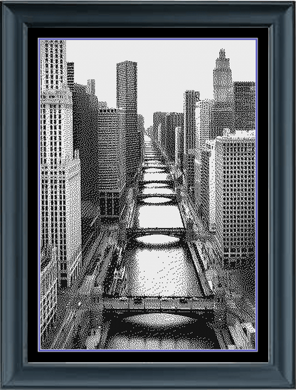 Stitching Jules Design Cross Stitch Pattern Chicago River Riverwalk Monochrome Cross Stitch Pattern Instant PDF Download
