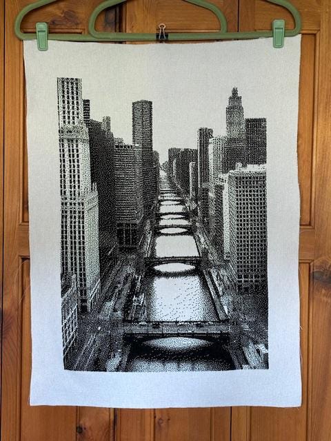 Stitching Jules Design Cross Stitch Pattern Chicago Riverwalk Counted Cross-Stitch Pattern | Monochrome Cross Stitch Pattern | Instant PDF Download