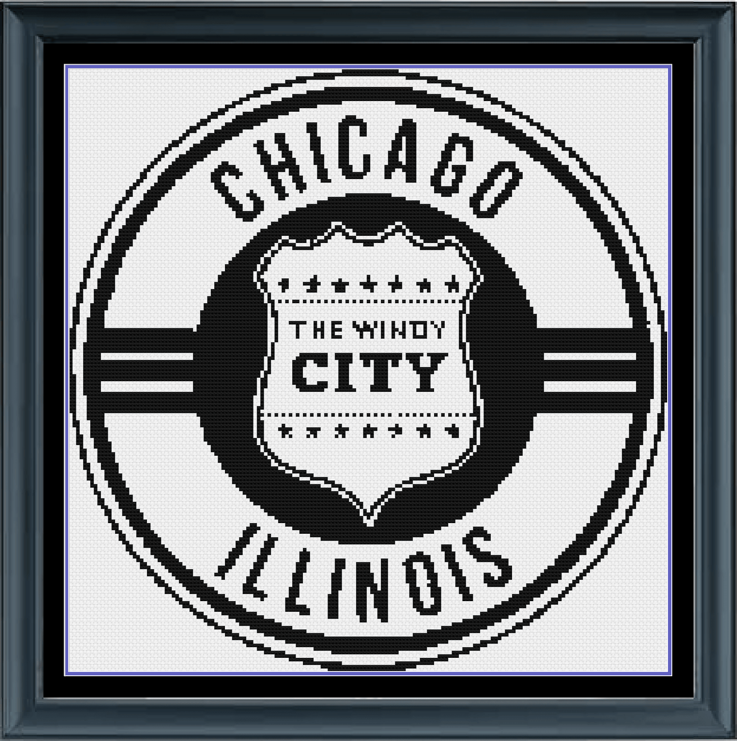 Stitching Jules Design Cross Stitch Pattern Chicago Windy City Counted Cross-Stitch Pattern | Windy City | Monochrome Blackwork | Instant Download PDF