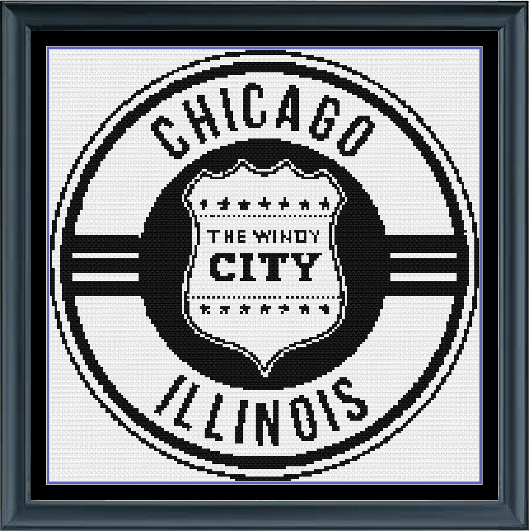 Stitching Jules Design Cross Stitch Pattern Chicago Windy City Counted Cross-Stitch Pattern | Windy City | Monochrome Blackwork | Instant Download PDF