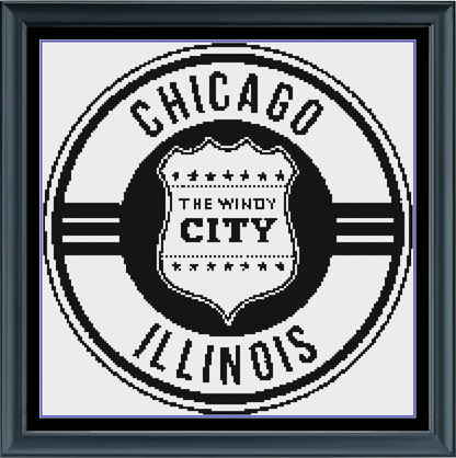 Stitching Jules Design Cross Stitch Pattern Chicago Windy City Counted Cross-Stitch Pattern | Windy City | Monochrome Blackwork | Instant Download PDF