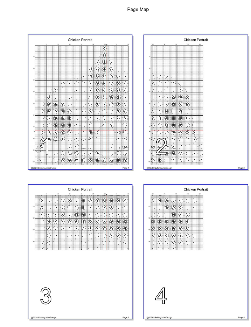 Stitching Jules Design Cross Stitch Pattern Chicken Rooster Portrait Mini Monochrome Counted Cross-Stitch Pattern (Digital Download)