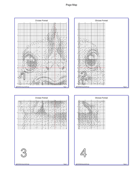 Stitching Jules Design Cross Stitch Pattern Chicken Rooster Portrait Mini Monochrome Counted Cross-Stitch Pattern (Digital Download)