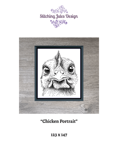 Stitching Jules Design Cross Stitch Pattern Chicken Rooster Portrait Mini Monochrome Counted Cross-Stitch Pattern (Digital Download)