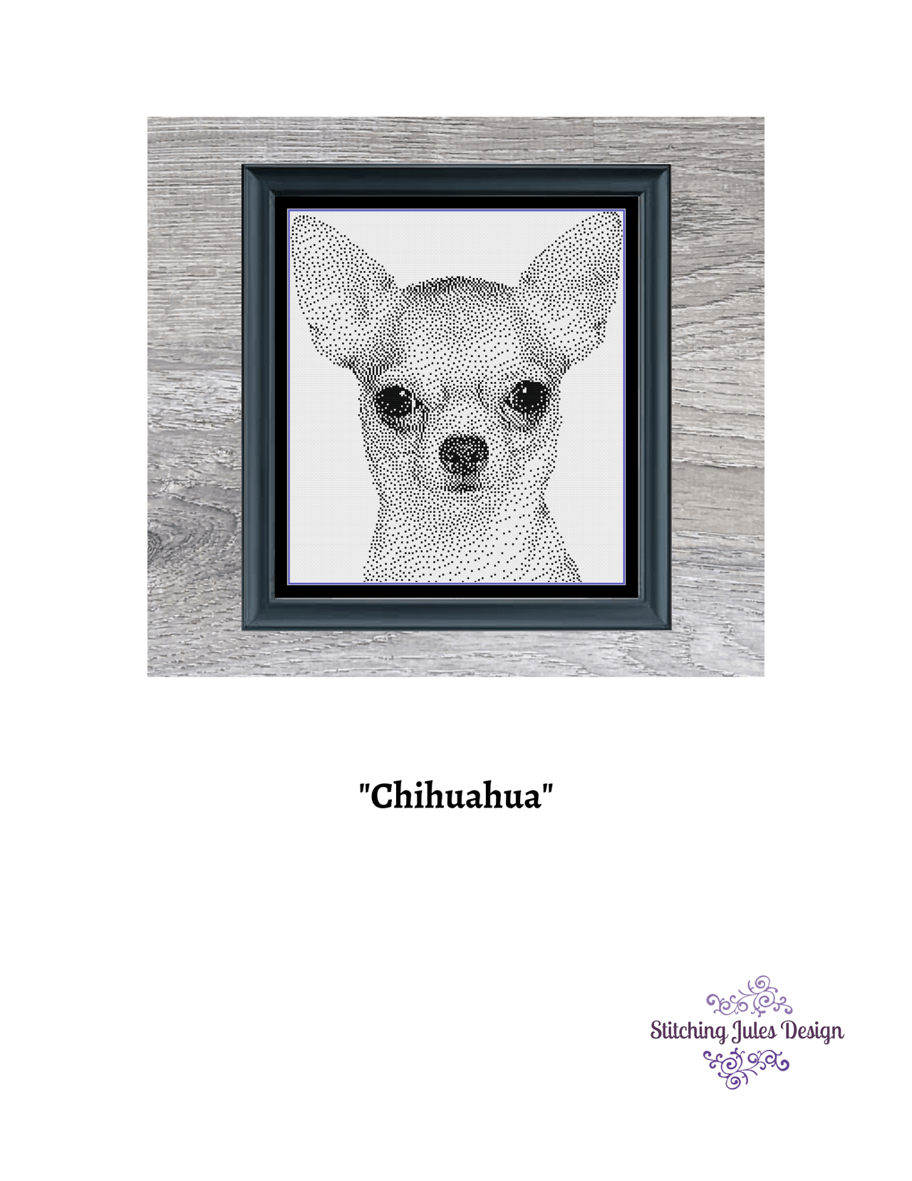 Stitching Jules Design Cross Stitch Pattern Chihuahua Cross Stitch Pattern | Dog Cross Stitch Pattern | Blackwork | Instant PDF Download And Physical Pattern Options