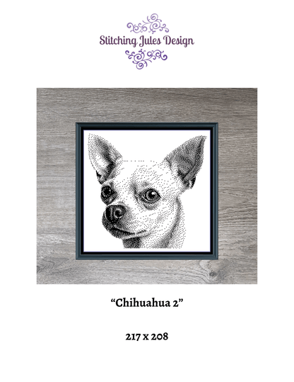 Stitching Jules Design Cross Stitch Pattern Chihuahua Dog Breed Monochrome Counted Cross-Stitch Pattern (Digital Download)