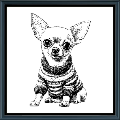 Stitching Jules Design Cross Stitch Pattern Chihuahua Dog Canine Pet Animal Monochrome Counted Cross Stitch Pattern Digital Download