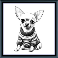 Thumbnail for Stitching Jules Design Cross Stitch Pattern Chihuahua Dog Canine Pet Animal Monochrome Counted Cross Stitch Pattern Digital Download