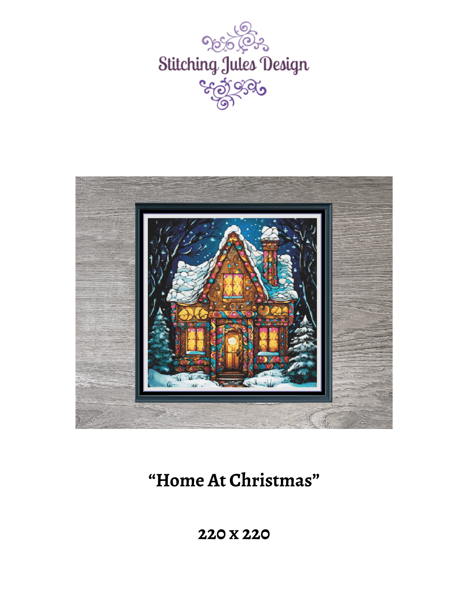 Stitching Jules Design Cross Stitch Pattern Christmas House Decorations Full Coverage Counted Cross-Stitch Pattern (Digital Download)