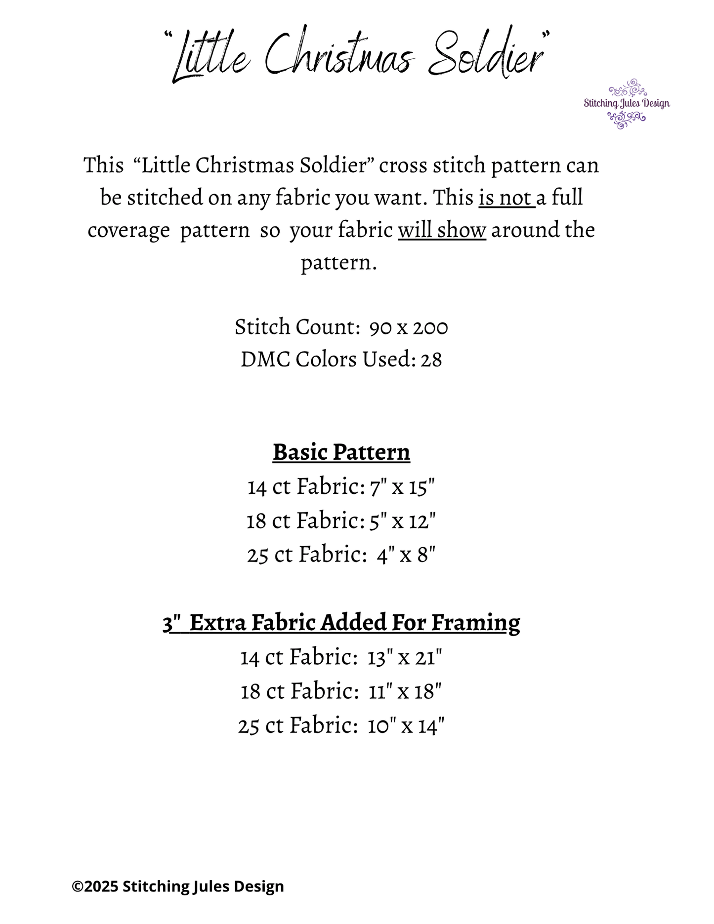 Stitching Jules Design Cross Stitch Pattern Christmas Soldier Nutcracker Counted Cross-Stitch Pattern (Digital Download)