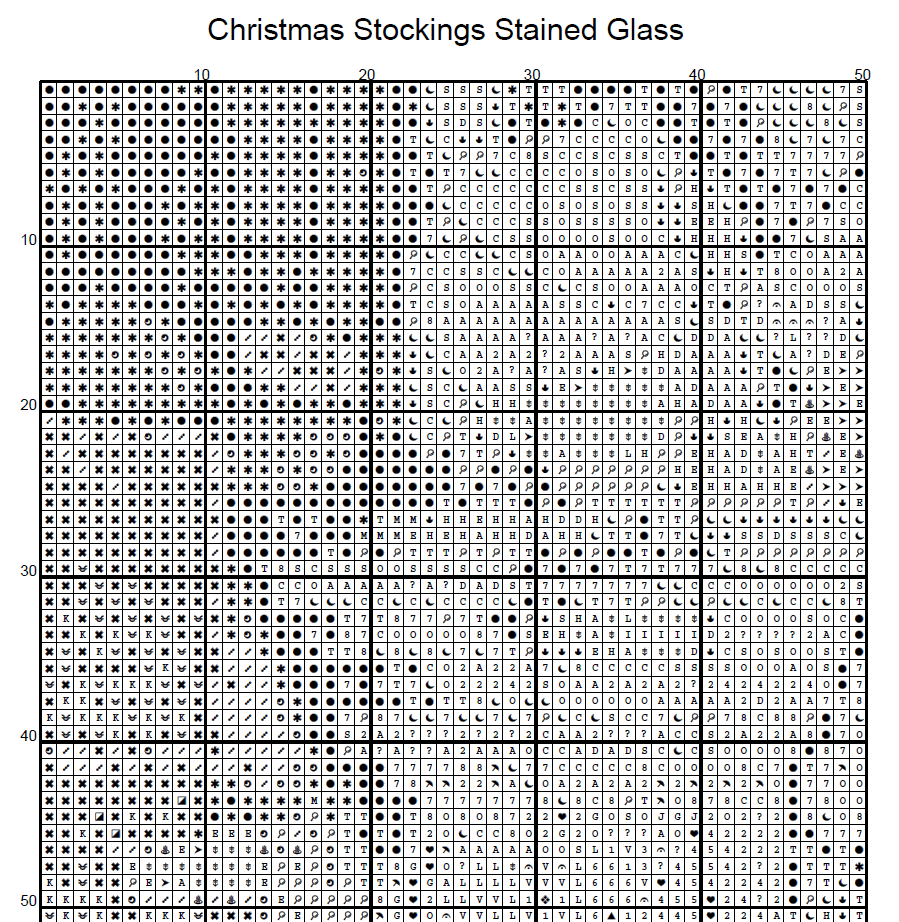 Stitching Jules Design Cross Stitch Pattern Christmas Stockings Stained Glass Full Coverage Counted Cross-Stitch Pattern (Digital Download)