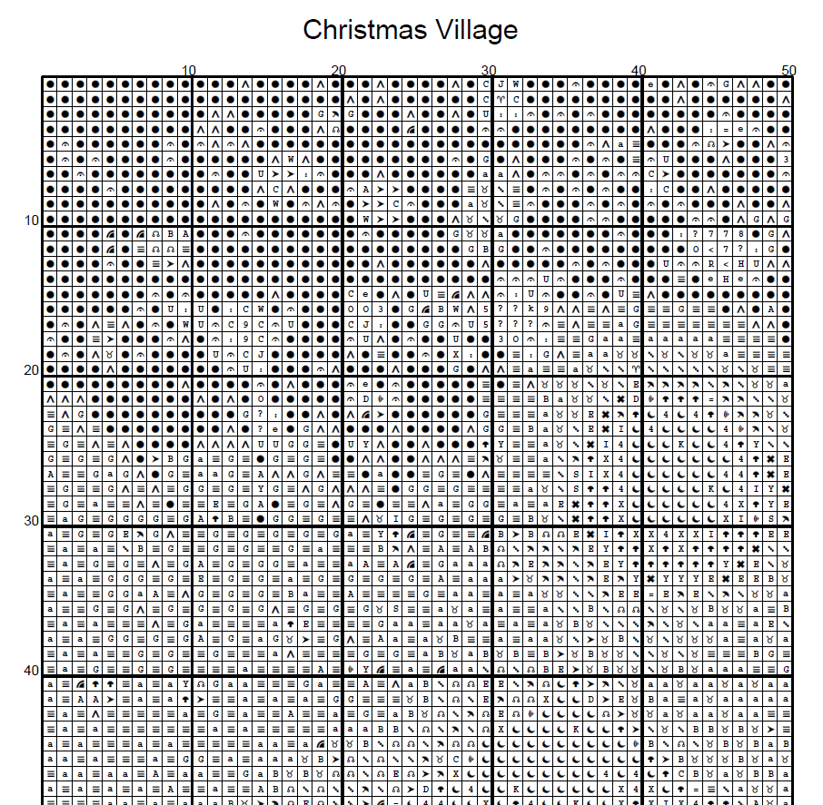 Stitching Jules Design Cross Stitch Pattern Christmas Village Artsy Winter Night Full Coverage Large Counted Cross-Stitch Pattern (Digital Download)