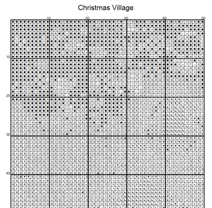 Stitching Jules Design Cross Stitch Pattern Christmas Village Artsy Winter Night Full Coverage Large Counted Cross-Stitch Pattern (Digital Download)