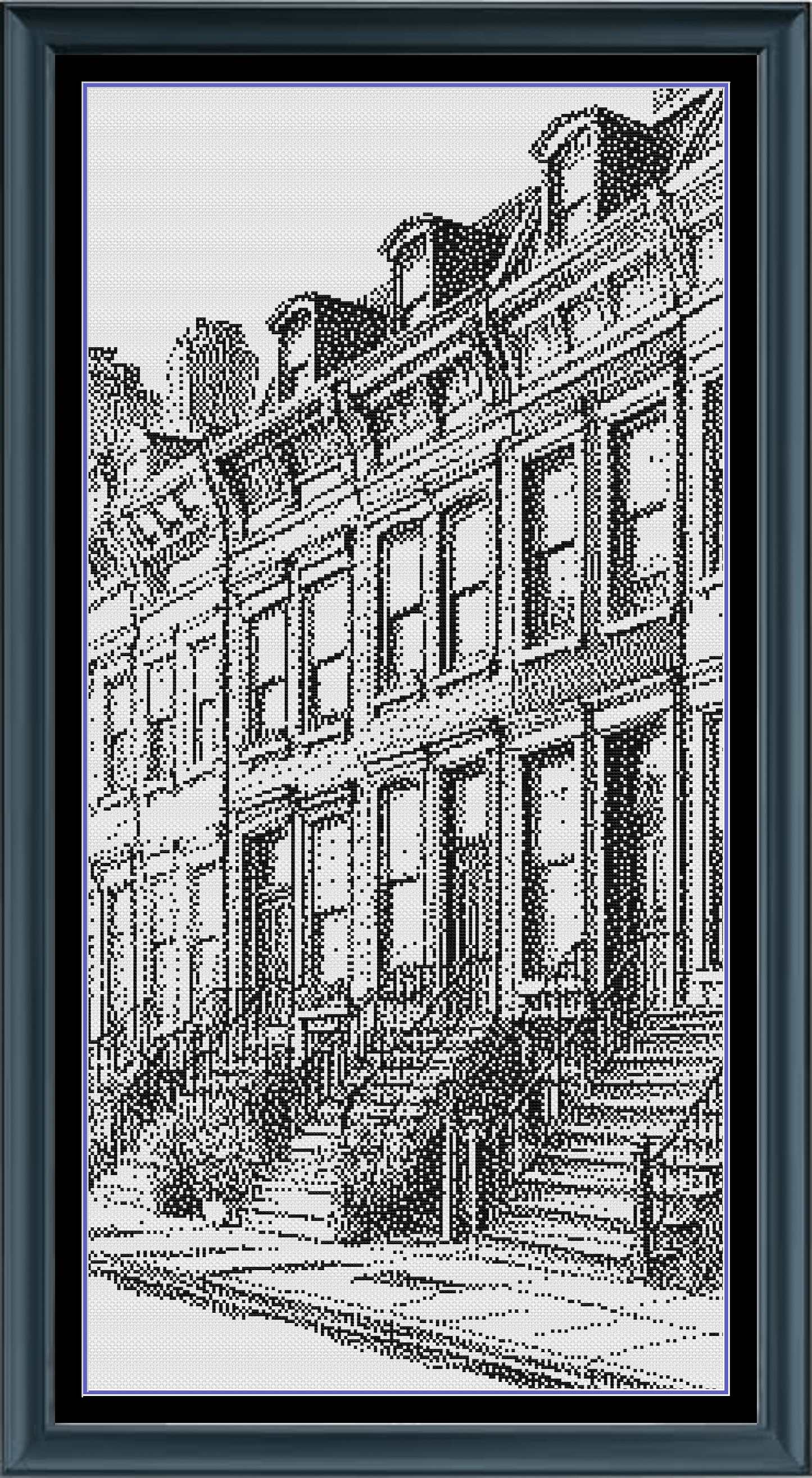 Stitching Jules Design Cross Stitch Pattern City Block Brownstone House Monochrome Counted Cross Stitch Pattern Digital Download