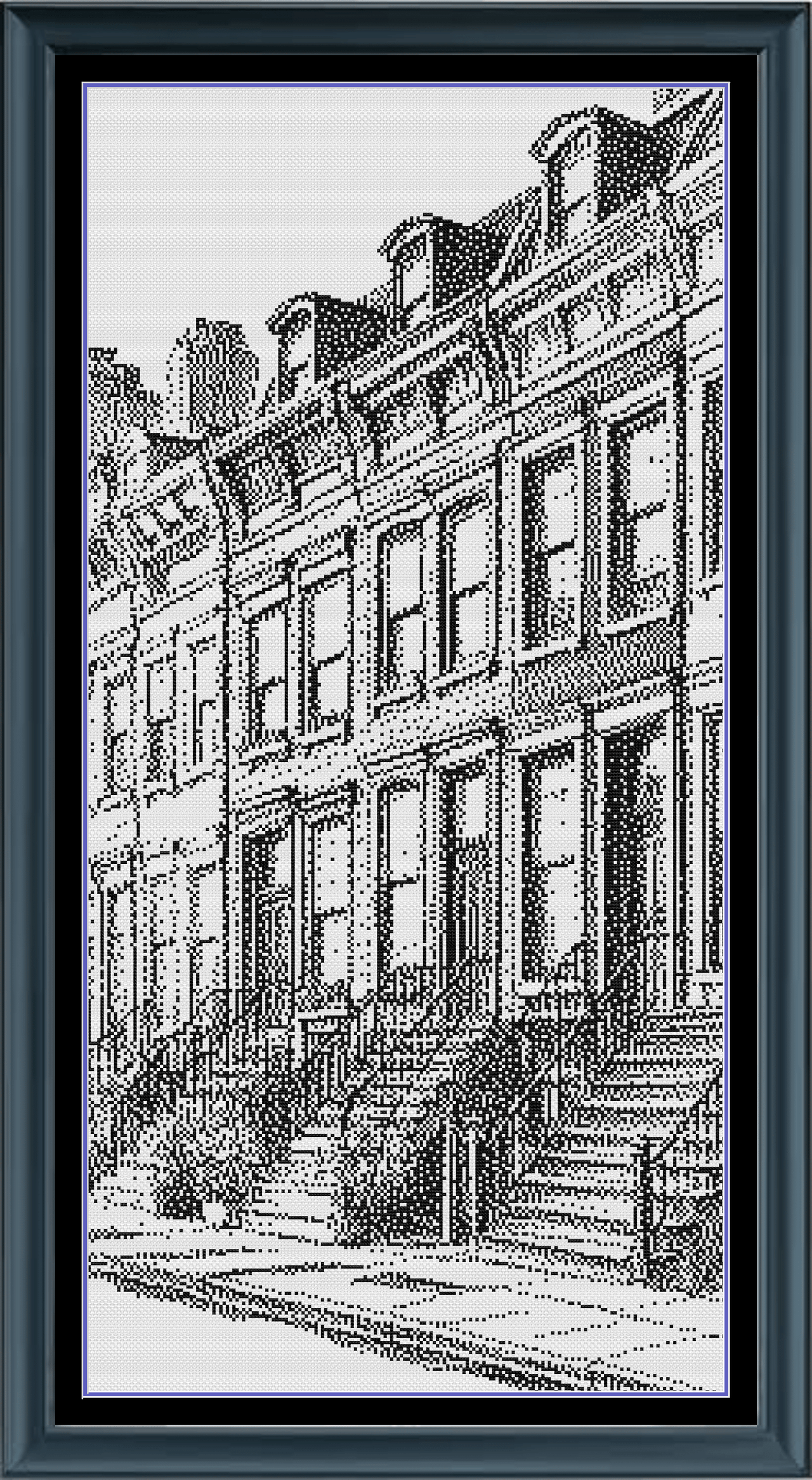 Stitching Jules Design Cross Stitch Pattern City Block Brownstone House Monochrome Counted Cross Stitch Pattern Digital Download