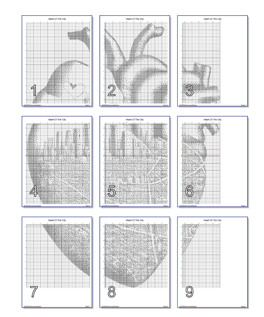 Stitching Jules Design Cross Stitch Pattern City Heart Map Monochrome Counted Cross Stitch Pattern (Digital Download)