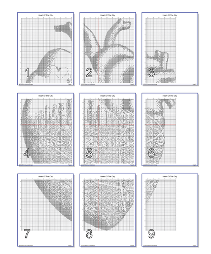 Stitching Jules Design Cross Stitch Pattern City Heart Map Monochrome Counted Cross Stitch Pattern (Digital Download)