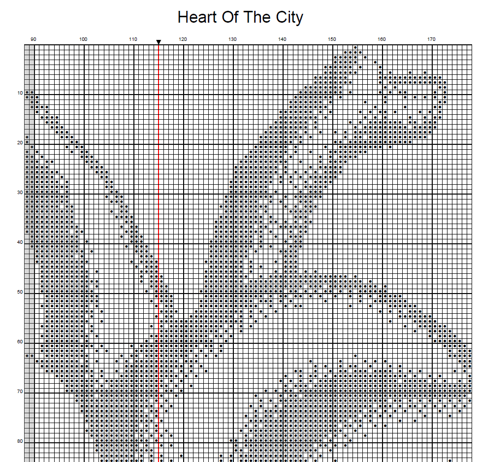 Stitching Jules Design Cross Stitch Pattern City Heart Map Monochrome Counted Cross Stitch Pattern (Digital Download)