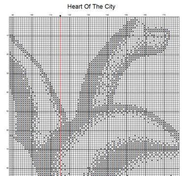 Stitching Jules Design Cross Stitch Pattern City Heart Map Monochrome Counted Cross Stitch Pattern (Digital Download)