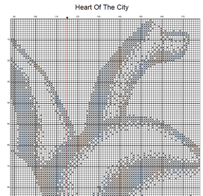 Stitching Jules Design Cross Stitch Pattern City Heart Map Monochrome Counted Cross Stitch Pattern (Digital Download)