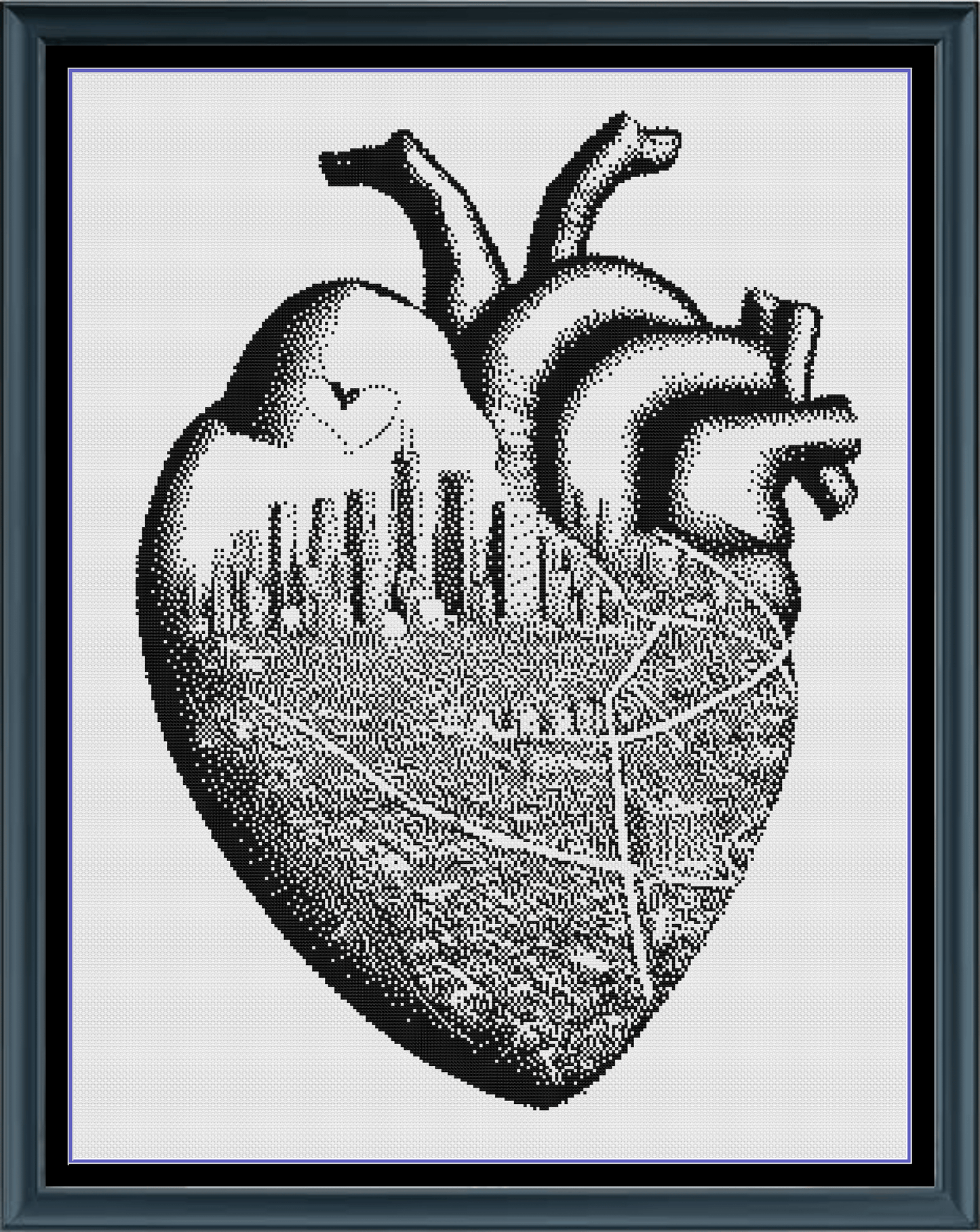 Stitching Jules Design Cross Stitch Pattern City Heart Map Monochrome Counted Cross Stitch Pattern (Digital Download)