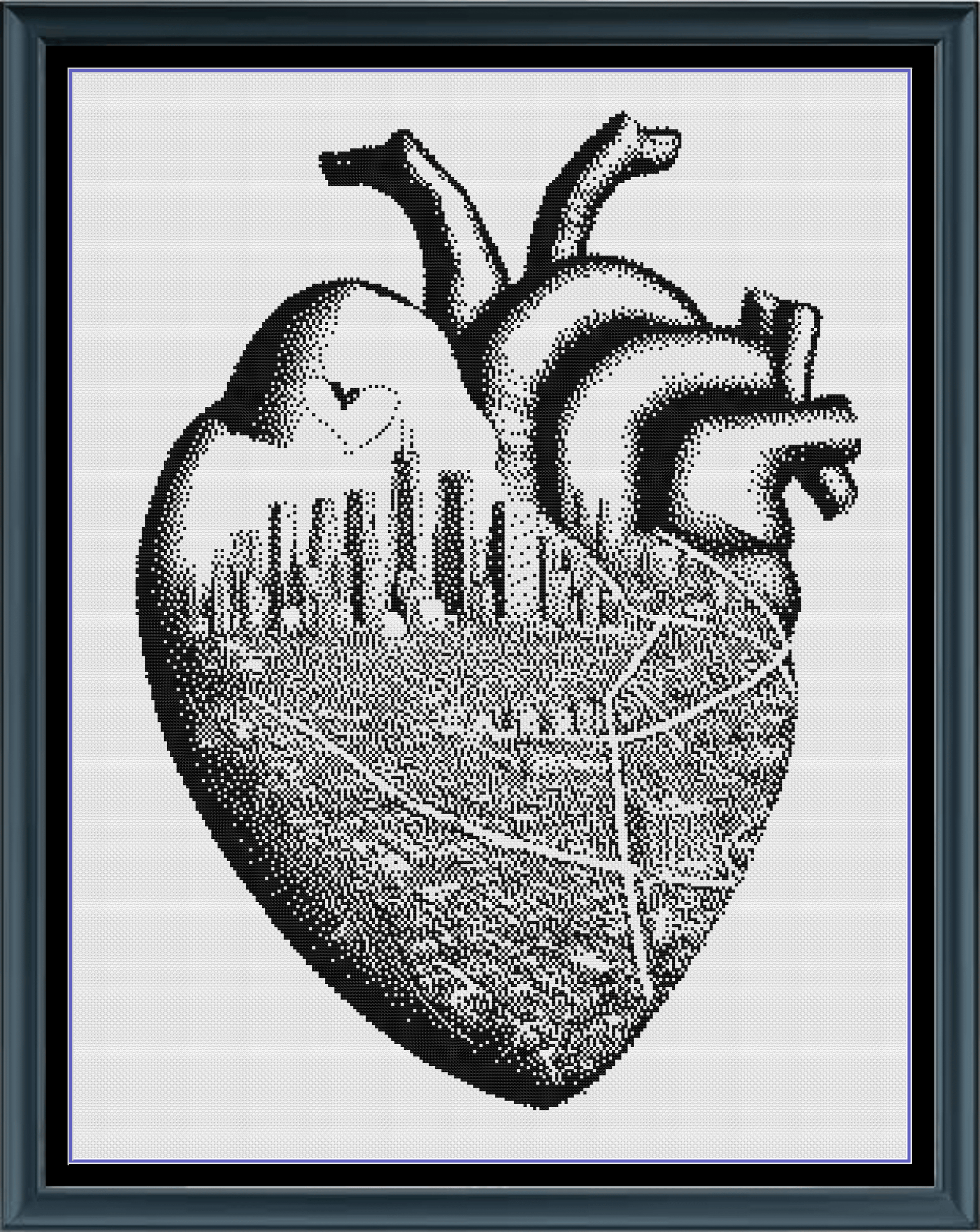 Stitching Jules Design Cross Stitch Pattern City Heart Map Monochrome Counted Cross Stitch Pattern (Digital Download)