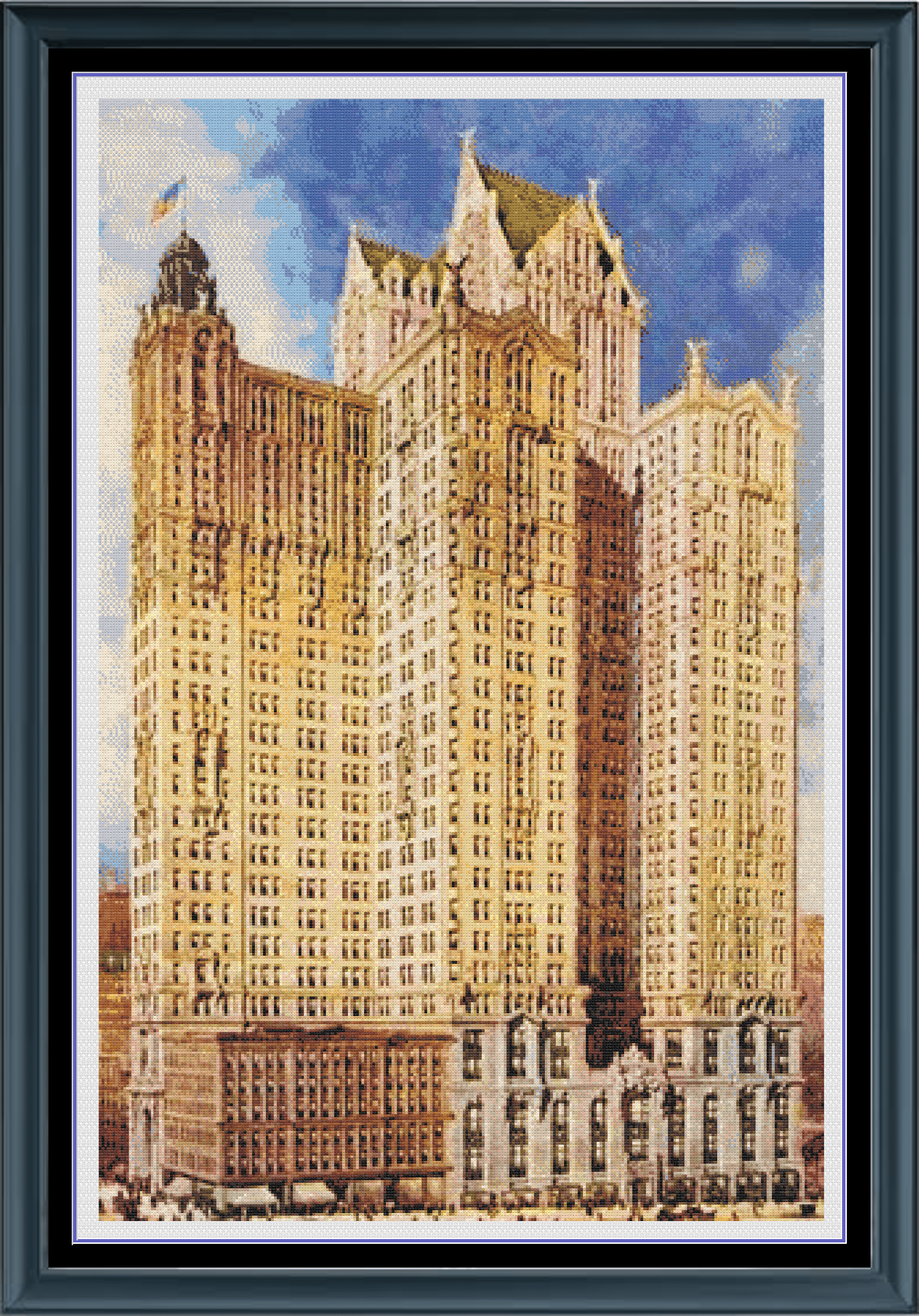 Stitching Jules Design Cross Stitch Pattern City Investing Building New York City Vintage Architecture Full Coverage Counted Cross-Stitch Pattern (Digital Download)