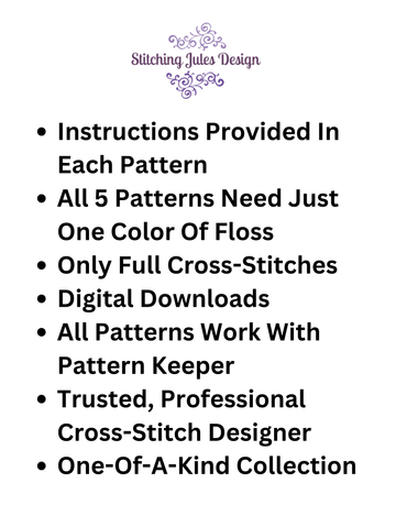 Stitching Jules Design Cross Stitch Pattern Classic Horror Movie Monsters Cross-Stitch Bundle | Monochrome Blackwork | Instant PDF Download