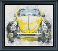 Thumbnail for Stitching Jules Design Cross Stitch Pattern Classic VW Bug Yellow Car Cross Stitch Pattern
