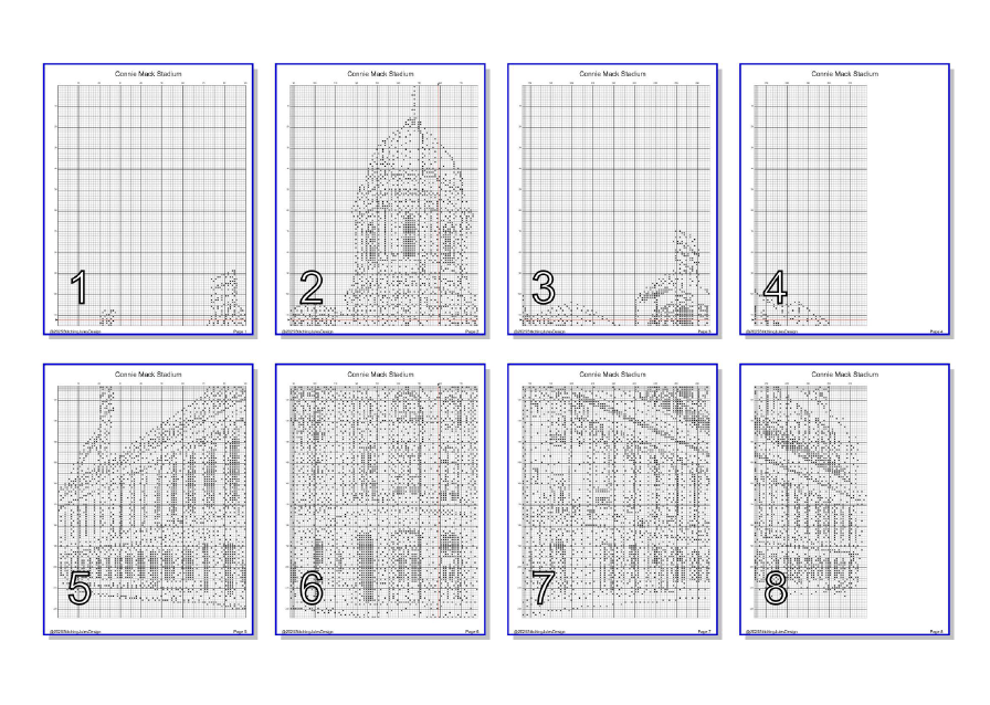 Stitching Jules Design Cross Stitch Pattern Connie Mack Stadium Baseball Monochrome Counted Cross Stitch Pattern (Digital Download)