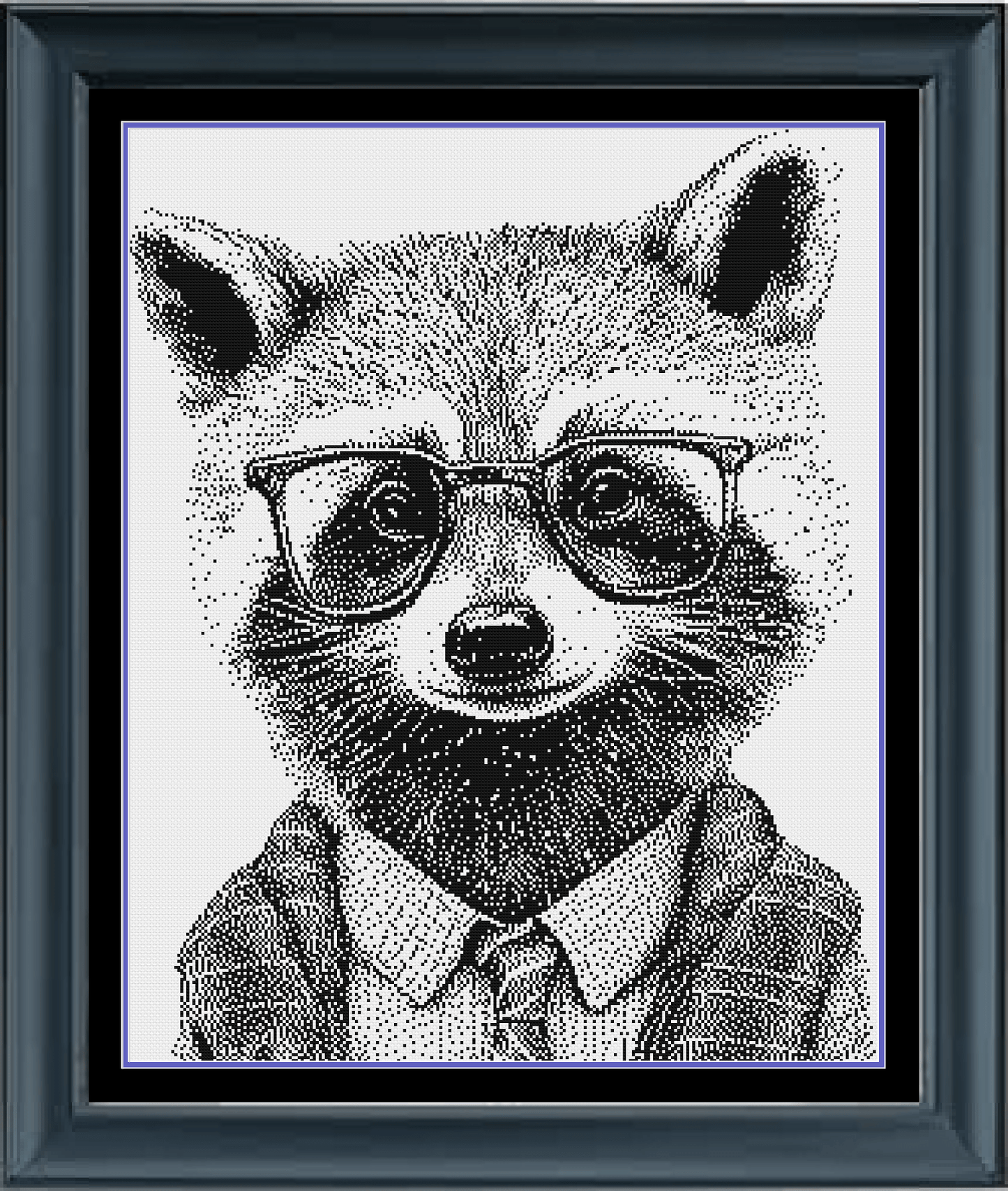 Stitching Jules Design Cross Stitch Pattern Cool Racoon Monochrome Blackwork Cross-Stitch Pattern Instant Download PDF